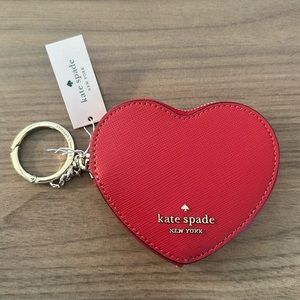 NWT Kate Spade heart shaped red coin purse